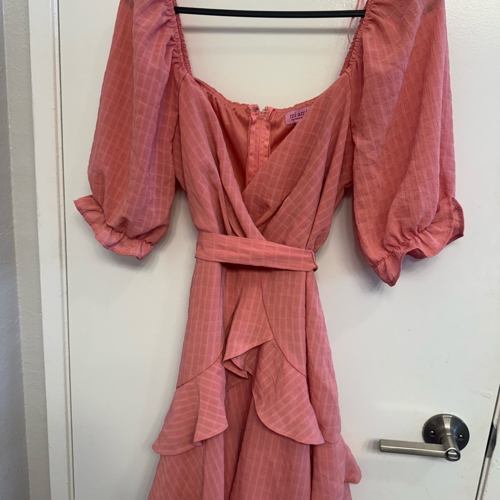 NWT Francesca's Pink Ruffled Wrap Sundress